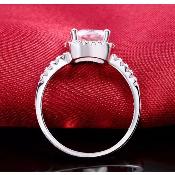 New 925 Silver Square Diamond Engagement Ring - Picture 6 of 6